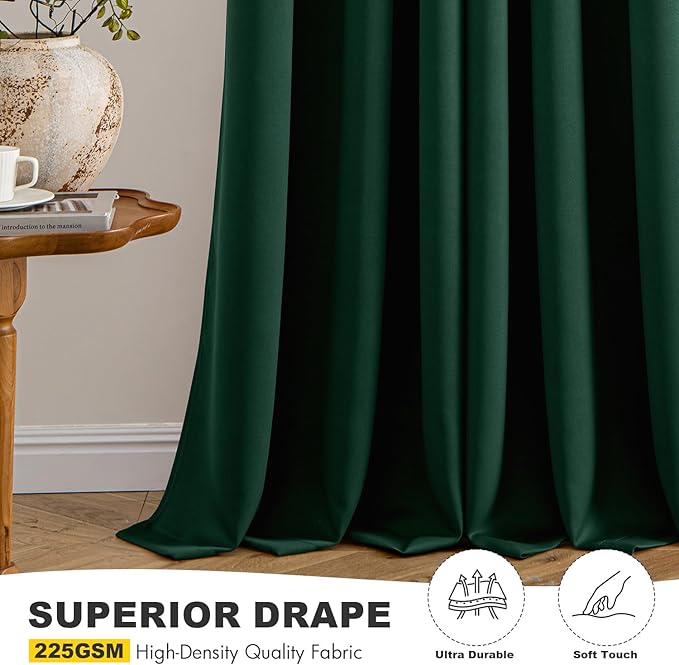 MIULEE Short Curtains for Windows - Christmas Hunter Green Blackout Half Window Curtains Thermal Insulated Drapes for Kitchen Bedroom Bathroom Grommet Top Small Basement Tiers W40 x L36 Inch 2 Panels