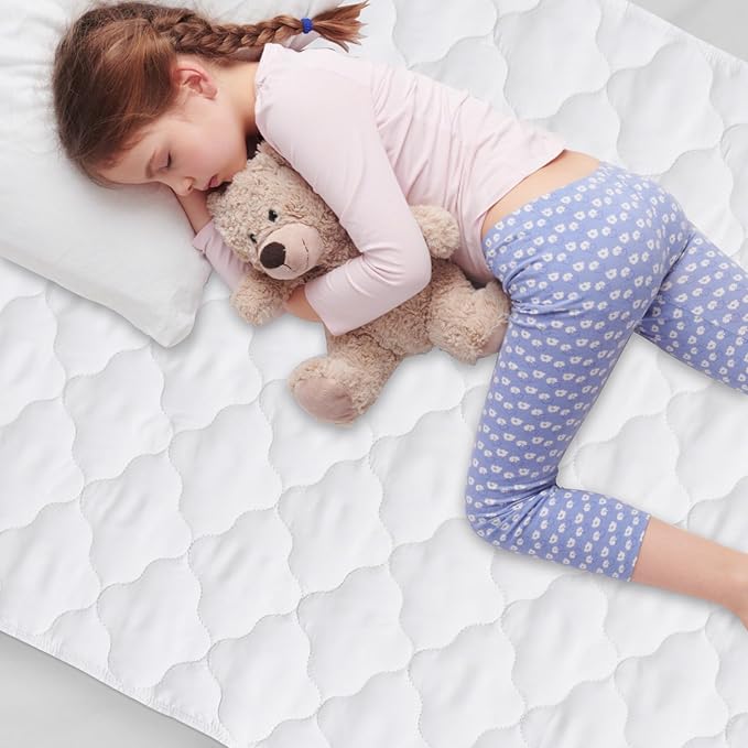 Waterproof Crib Mattress Protector Pad Cover 2 Pack 28" x 52", Anti Slip & Absorbent Waterproof Bed Pads for Standard Crib/Toddler Bed Quilted Machine Washable (Quilted Improved Thickness) White