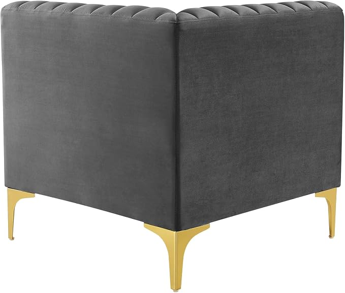 Modway EEI-3983-GRY Triumph Channel Tufted Performance Velvet Sectional Sofa - Image 4