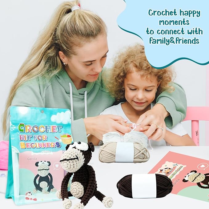 Utook Crochet Kit for Beginners, Crochet Animal Kit,Crochet Kits for Beginners Adults and Children, with Instructional Videos and Paper Tutorials, Handmade Crafts, Holiday Gifts (Orangutan)