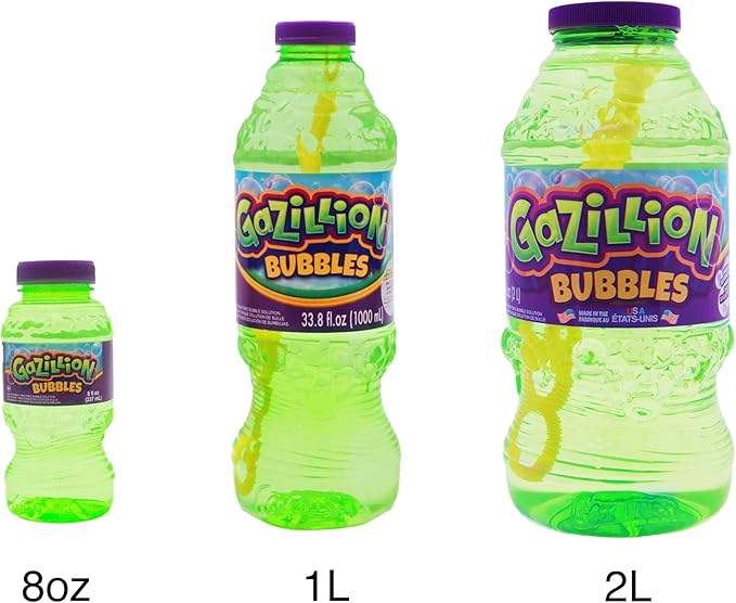 Gazillion Bubbles, Original Bubble Solution 1L - Create Bubbles with Premium Formula & 7-in-1 Bubble Wand - Non-Toxic & Safe