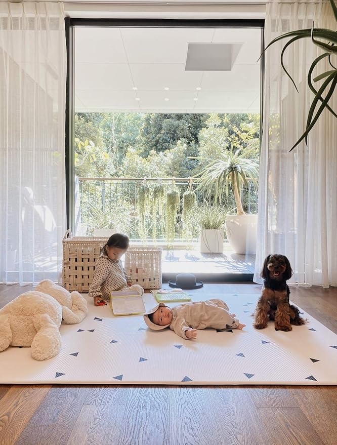 LITTLE Bot Ofie Mat, Soft Baby Play mat, Reversible Foam Floor mat, 6.5 ft x 4.5 ft, Durable and Non-Toxic (Country Road, Large)