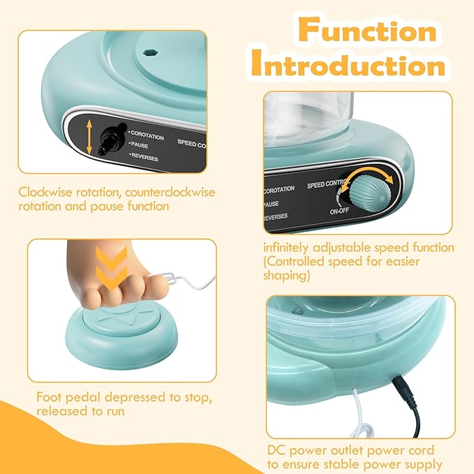 Pottery Wheel for Kids: Complete Pottery Painting Kit for Beginners - Adjustable Speed & Detachable Turntable - Pottery Tools and Art Supplies - Crafts Kits for 6 7 8 9 10 11 12 Year Old Girls & Boys