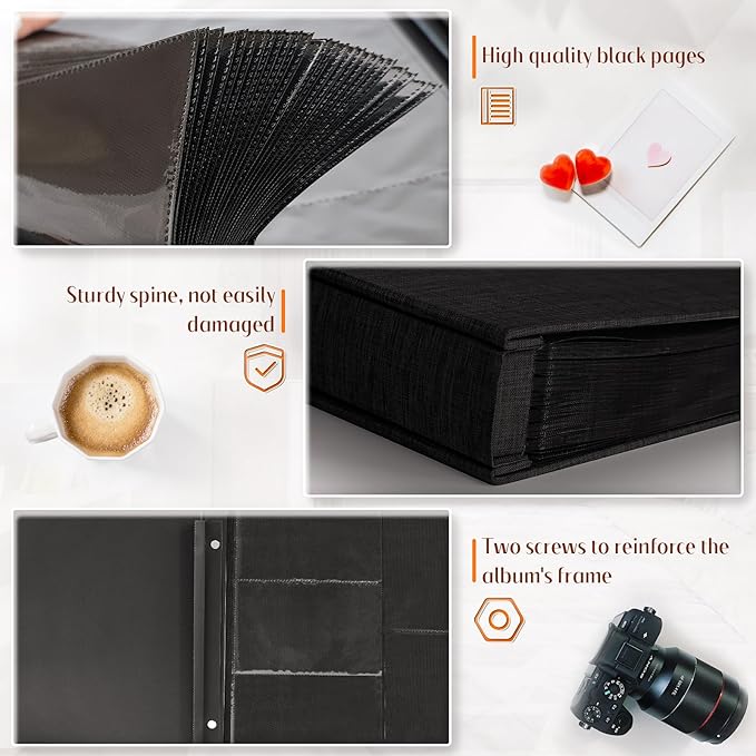 Popotop Photo Album 4x6 600 Pockets for Wedding Gifts,Linen Hardcover Picture Albums for Family Anniversary Baby Vacation Pictures