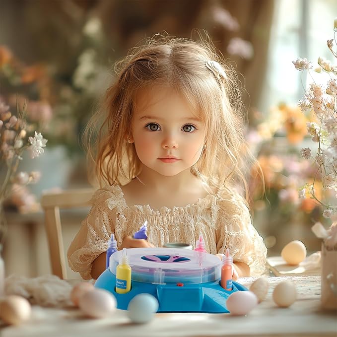 Spin Art Machine Variable Speed, Battery Operated Spinner - Paint Spinner with Splatter Guard, Washable Paint, Spin Art Kit, Art Design Card, Stem Toys, Kid Arts and Crafts, Girls Boys