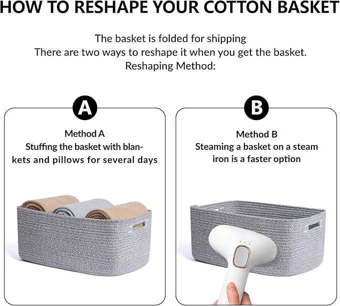 Large Storage Baskets for Shelves, Closet Organizers Bins for Clothes Blanket Towels, Baby Nursery, Toy Baskets Box, Woven Rope Baskets, 17 x 13 x 7.5”, 3 Packs Mixed Grey