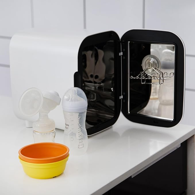 WABI UV LED 3-in-1 Sanitizer & Dryer MINI Box | Disinfect, Dry, & Store Everyday Items, Baby Feeding Gear, and Electronics | Touch Control, LED (No Mercury) | Smart Storage Mode | Fits 4-6 Baby Bottle