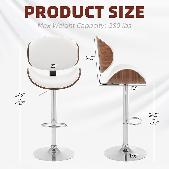 civama Bar Stools Set of 4 for Kitchen Counter, Adjustable Bar Height Chairs - Image 2