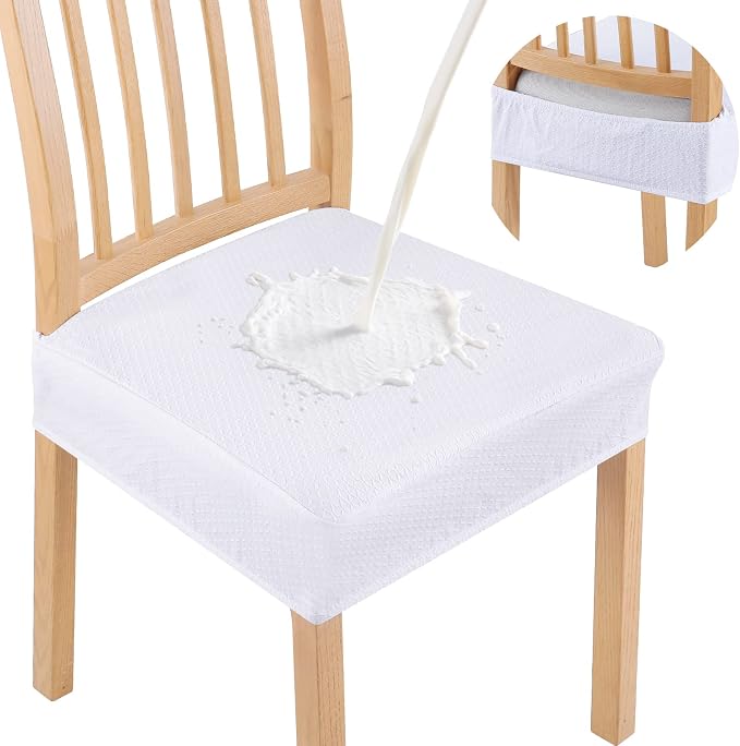Smiry Waterproof Seat Covers for Dining Room Chairs Set of 8, Stretch Jacquard by Smiry