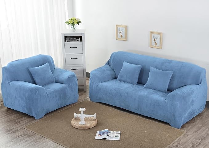 vctops 1-Piece Velvet Plush Stretch Sofa Slipcover - Image 2