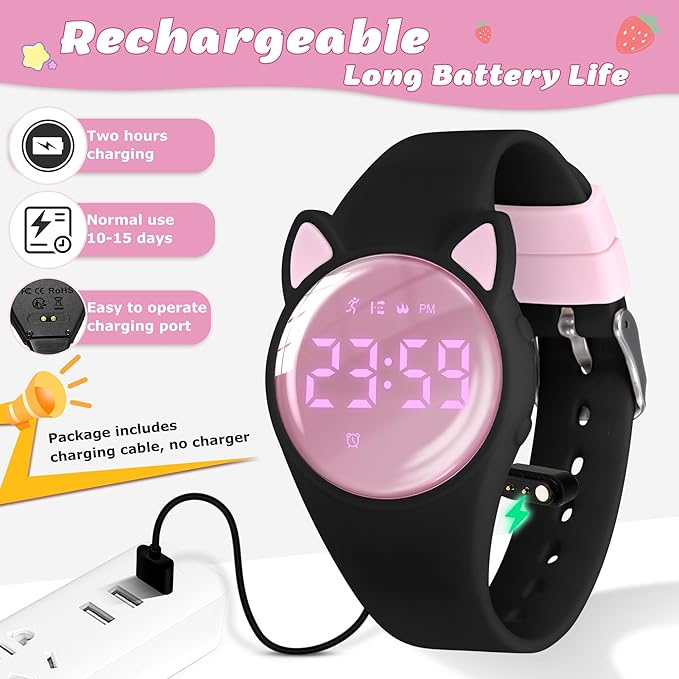 Kids Watches for Girls Boys Digital Sport Watch with Step Counter Pedometer Vibration Alarm Clock, No App Waterproof Fitness Tracker Kids Watch Boys Girls Teens Students Ages 5-16