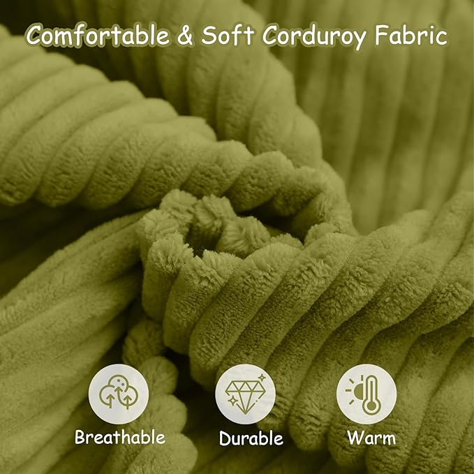 COMAX Kids Bean Bag Chair Turn into Beanbag Bed, Toddler Bean Chair Corduroy for Girl Boy Sleeping, Lazy Children Bean Bags with Filler, Convertible Child Floor Mattress, Light Green