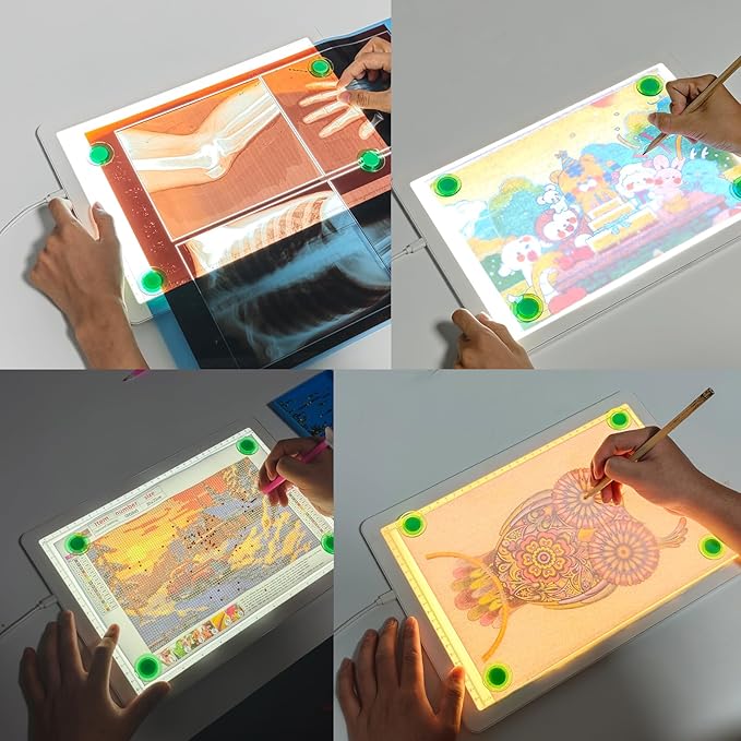 Elice Magnetic A4 Light Board for Diamond Painting, Ultra-Thin Tracing LED Light Box with Side Buttons, Super Bright Diamond Art Light Pad, Light Table for Drawing, Sketching, Weeding Vinyl - White