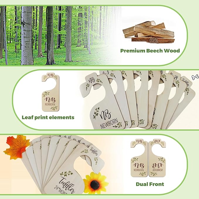 Wooden Baby Closet Dividers for Baby Clothes Organizer Baby Closet Organizer Hangers For Nursery Decor Baby Clothes Dividers For Closet Size Hangers (White)