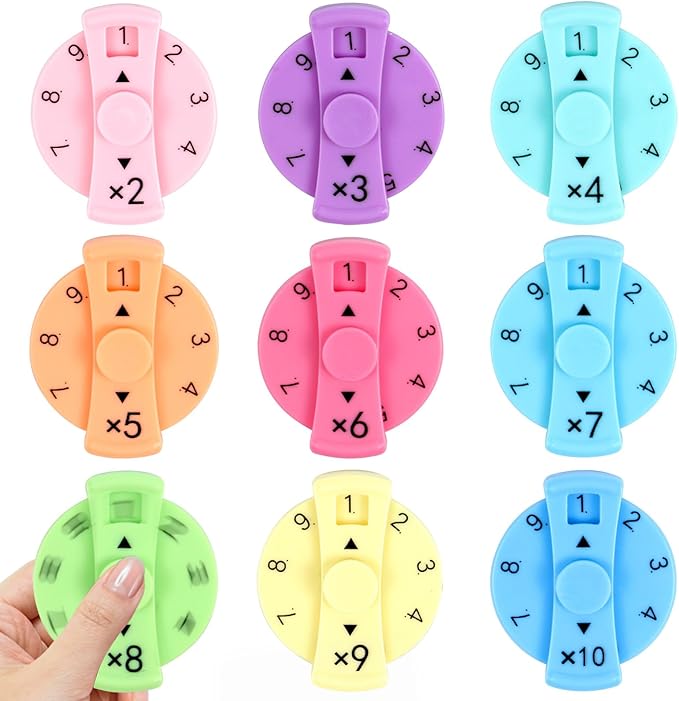 9 Pcs Math Fidget Spinners, Math Fidget Toy for Kids, Learn Multiplication and Division with The Math Spinners, Math Game for Home Classroom Prizes