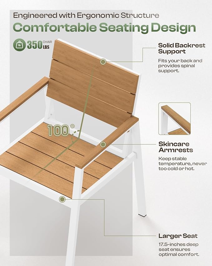 Outdoor Dining Set for 4, Patio Table and Chairs Set - Image 3