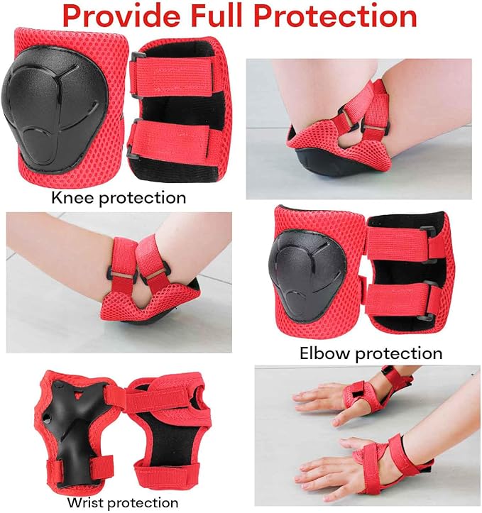 KAMUGO Kids Bike Helmet, Toddler Helmet for Ages 2-8 Boys Girls with Sports Protective Gear Set Knee Elbow Wrist Pads for Skateboard Cycling Scooter Rollerblading