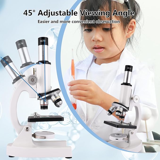 Microscope for Kids & Adults,40X-2000X Magnification.Equiped with Slides Set & Phone Adapter,Suitable for Students School Labs and Home Education(White)