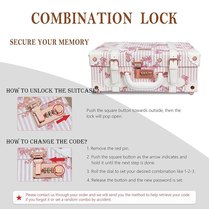 Unitravel Baby Keepsake Case, 16" Handmade Memory Storage Box, Newborn Keepsake Box, Vintage Suitcase for Baby Shower, Baptism, Naming Ceremony or Birthday (floral)