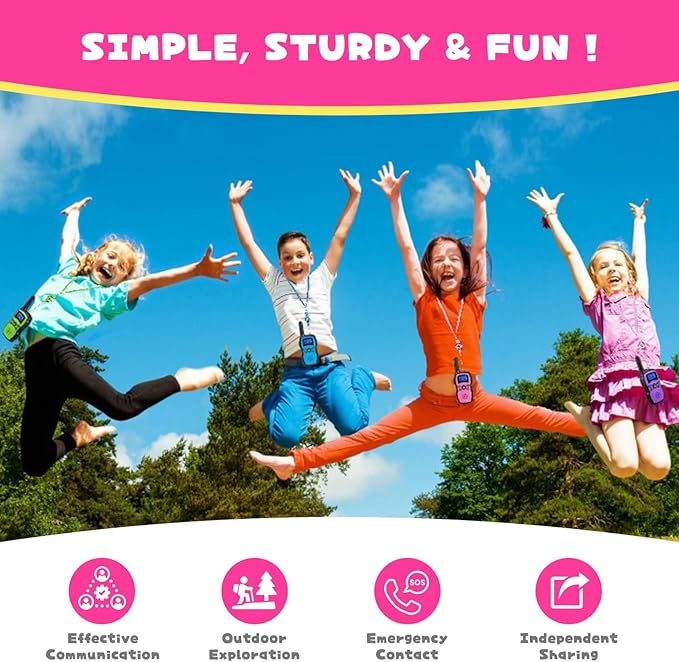 Wishouse Walkie Talkies for Kids Adult Long Range Rechargeable 3 Pack,Girl Wearable Walky Talky Set 2 Way Radio with USB Charger Battery,Camping Games Toy Birthday Xmas Gift for Boy Children Family