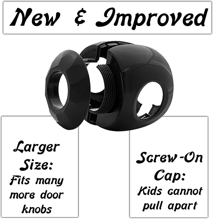 Black - Door knob Baby Safety Cover - 5 Pack - Deter Little Kids from Opening Doors with A Child Proof Door Handle Lock - Driddle