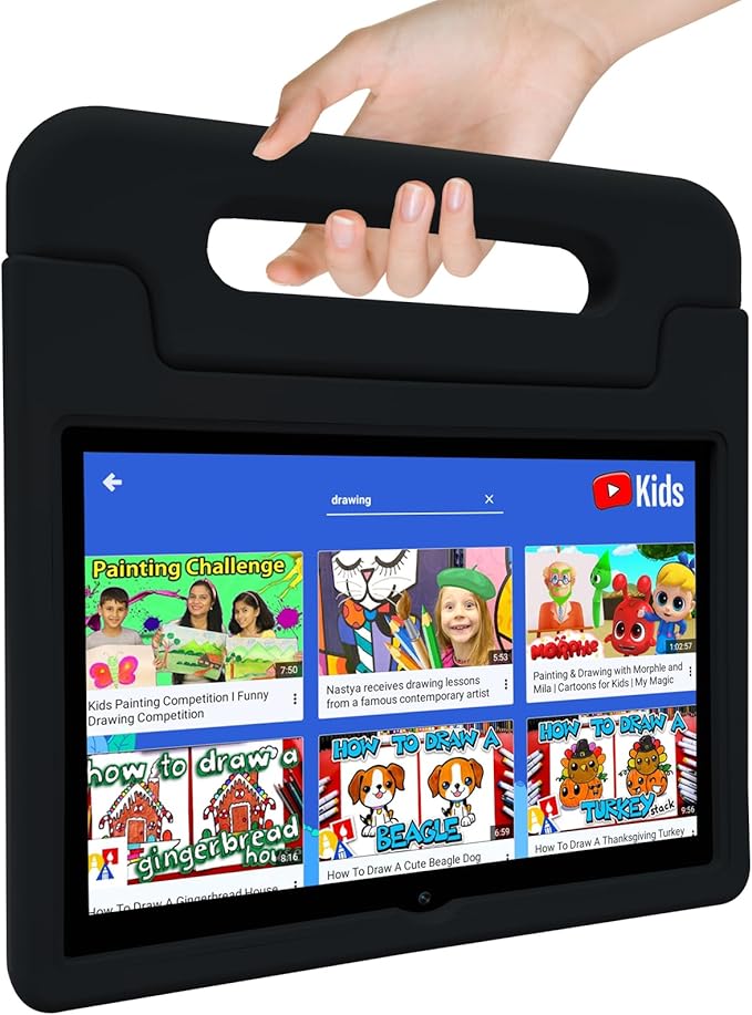 Kids Tablet, 10.1 Inch Tablet for Kids Android 14, 64GB Octa-Core, WiFi, Big Battery, Kids Space, Parental Control 1280 * 800 HD Display Children Tablets Black