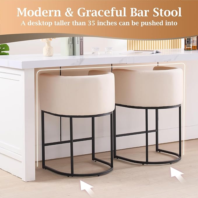ClinQ 26" H Counter Height Bar Stools Set of 1, Modern Barrel Counter Stools - Image 4
