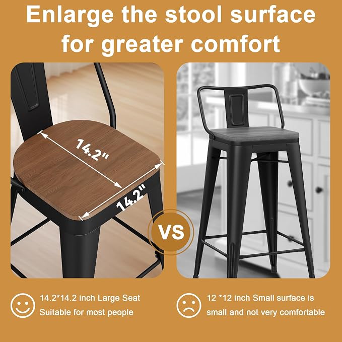 Andeworld Metal Bar Stools Set of 4, 24 inch Counter Height Barstools - Image 4