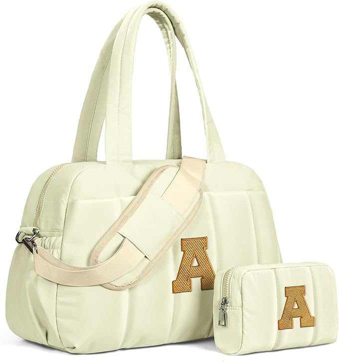 Duffle Bag for Travel Women, Travel Bags，Party Gifts-Initial Overnight Bag with Wet Pocket，Lightweight Weekender Bags Personalized Gym Tote with Makeup Pouch