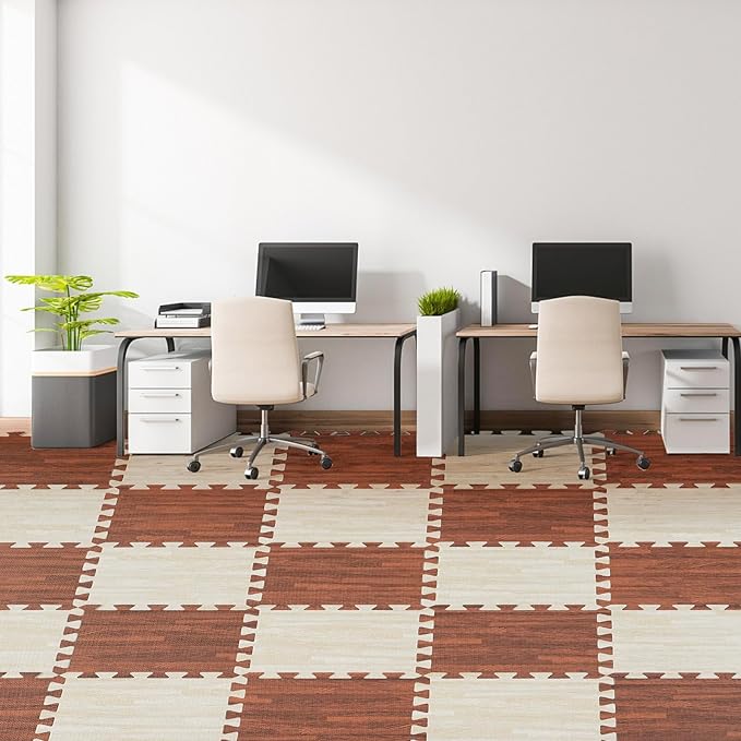 Skyweaver 12 Tiles Soft Non-Toxic Baby Play Mat for Floor EVA Foam Jigsaw Puzzle Play Mat, Interlocking Squares with 0.6inch for Babies, Toddlers & Kids Gym, Nursery, Playroom, White