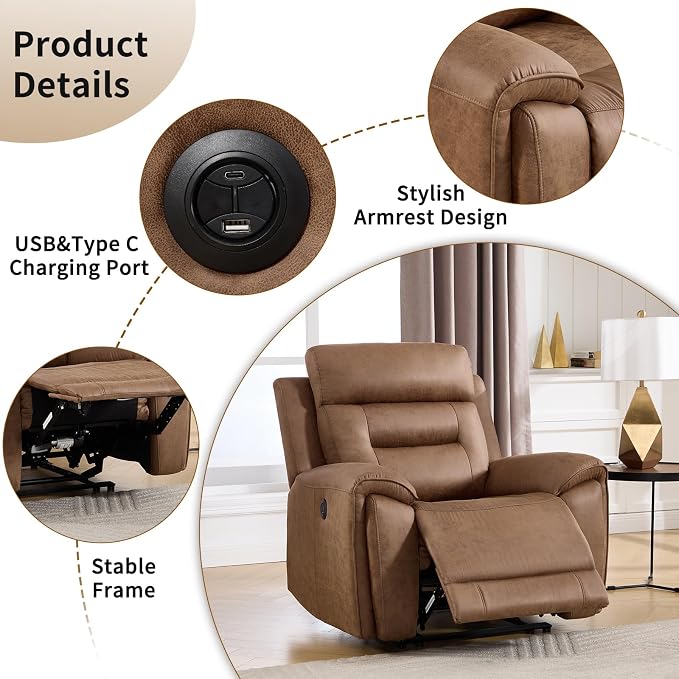 ANJ Power Oversized Reclining Sofa Couch Set of 2, Breathable Faux Leather - Image 3
