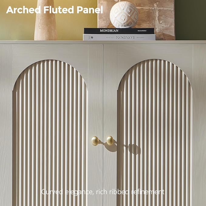 IFBUY Modern Sideboard Buffet Cabinet, 123.5" W Fluted Arched Buffet Cabinet - Image 4
