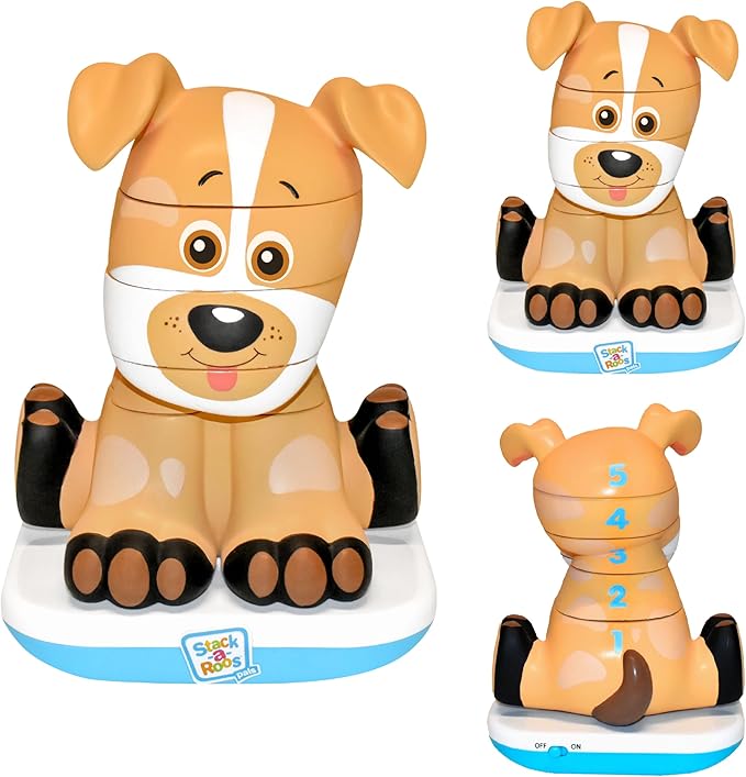 Stack-a-Roos Labrador Puppy by Salus Brands - Animal Stacking Toy, Educational Early Learning Toy for Infants Babies Toddlers, Age 12+ Months - Great Baby Gifts, STEM Toy