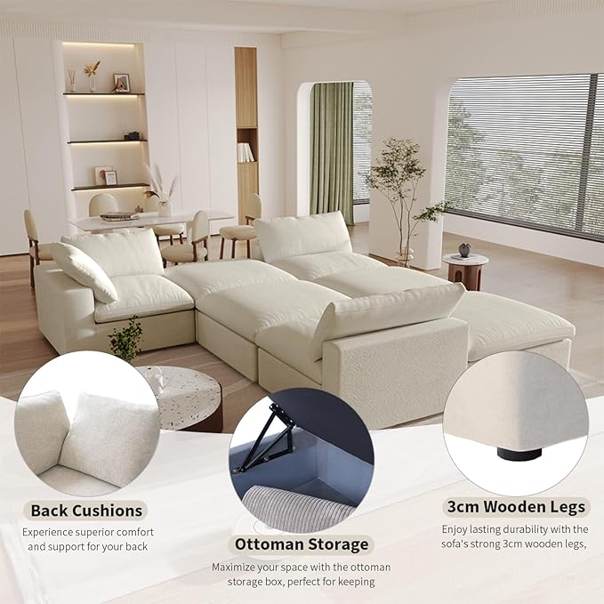 160.6" Cloud Couch Modular Sectional Sofa - Image 6