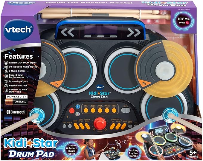 VTech Kidi Star Drum Pad, Black
