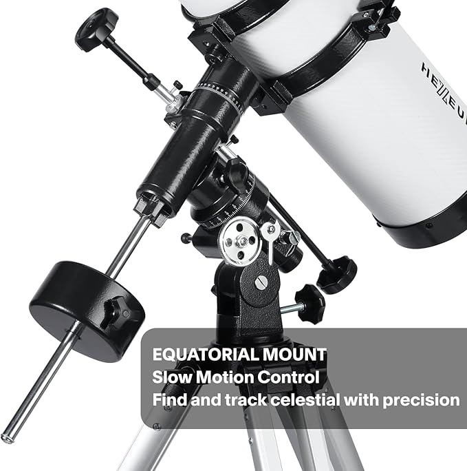 Telescope 130EQ Astronomical Reflector Telescopes - Manual Equatorial Telescope for Adults Astronomy. Comes with 2X Barlow Lens Phone Adapter and Moon Filter, Wireless Control