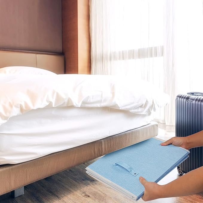 popoly Large Toy Box Chest with Lid, Collapsible Sturdy Toy Bin Storage Organizer Boxes Baskets for Kids, Boys, Girls, Nursery, Playroom, 25"x13" x16" (Linen Blue)