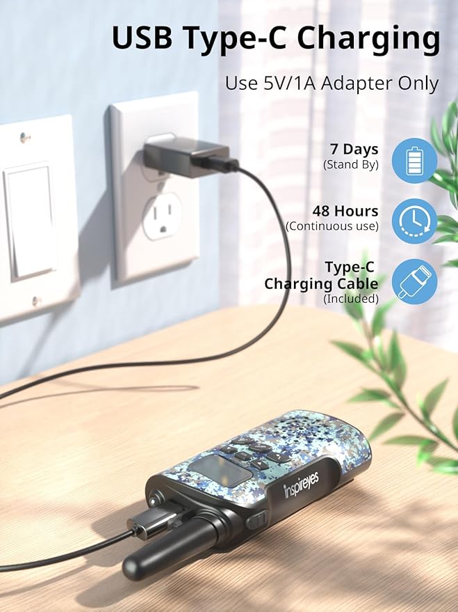 Walkie Talkies for Kids Rechargeable,Toys for Boys and Girls, 2 Pack Long Range 2-Way Radios, Birthday Gifts,Christmas Stockings, Outdoor Play, Family Games, Hiking Camping Gear