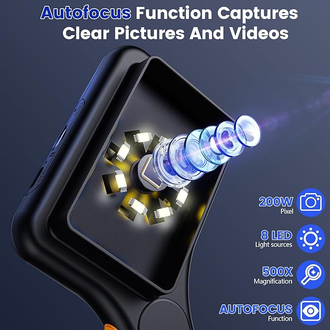 Microscope for Kids Adults - 3 Inch IPS Screen, Ahalfcit Digital Microscope, 500X Handheld Coin Magnifier, 3 Level LED Light, Compatible with Windows, Mac OS (Black)