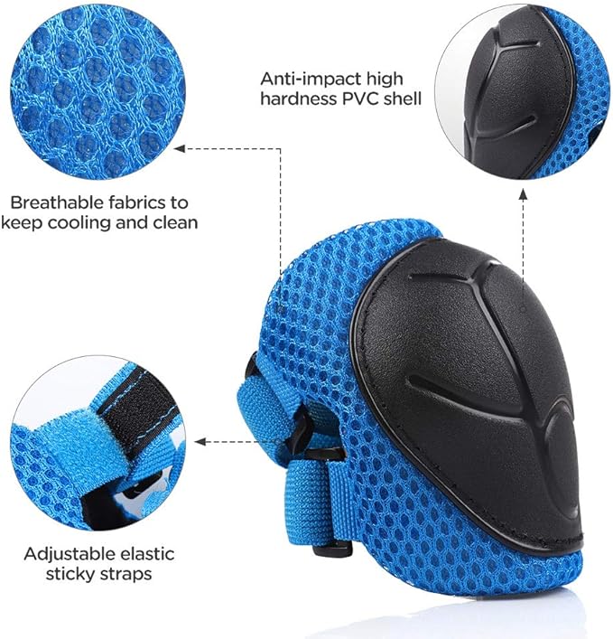 DaCool Kids Bike Helmet Set Skateboard Knee Pads - Kids Helmet Elbow Pads Wrist Guards Adjustable for 3~10yrs Girl Boy Kids Protective Gear Set for Sport Cycling Bike Roller Skating Scooter