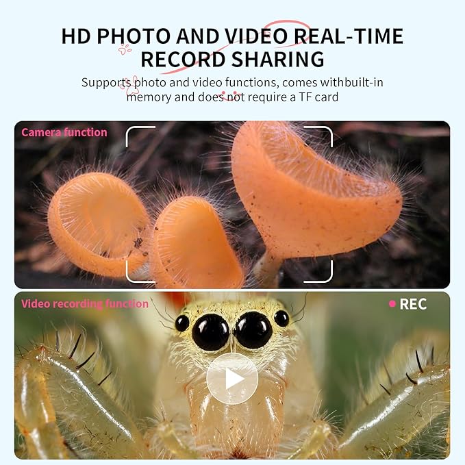 Magnifying Glass - Mini LED Pocket Microscope for Kids(5-10 Years) - Educational Science Kit Durable Design - Ideal Gift for Girls (Black)