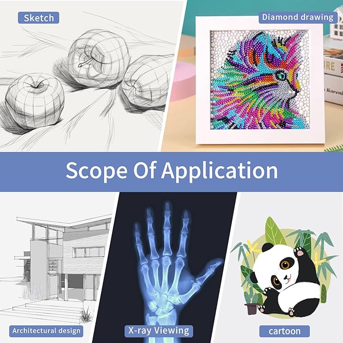 XIAOSTAR Rechargeable Light Box Drawing A4, Tracing Board with Adjustable Brightness for Artists, Animation Drawing, Sketching, X-ray Viewing (A4-RCG)