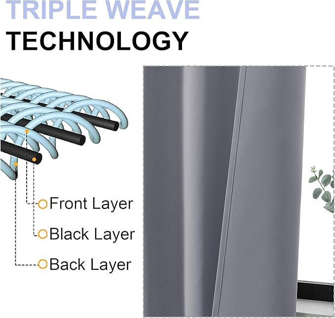 Simplebrand Ava Silver Grey Blackout Curtains for Bedroom 90 Inches Long 2 Panels Set, Solid Privacy Energy Saving Living Room Window Treatment Curtains Blackout Drapes, W40 x L90 Inch, Silver Grey