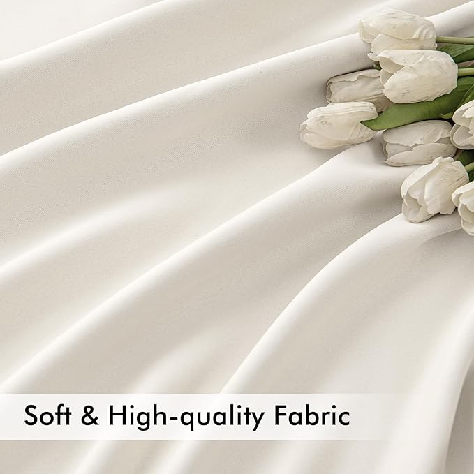 MIULEE Ivory Back Tab Blackout Curtains 90 Inches Long 2 Panels Set for Living Room Bedroom Privacy, Rod Pocket/Pinch Pleat Thermal Insulated Room Darkening Pleated Light Blocking Drapes