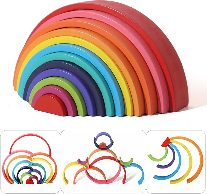 Montessori Rainbow Arch Building Blocks – 12-Piece Creative Stacking Toy for Kids, Multifunctional Educational Playset for Fine Motor Skills, STEM Learning Toy
