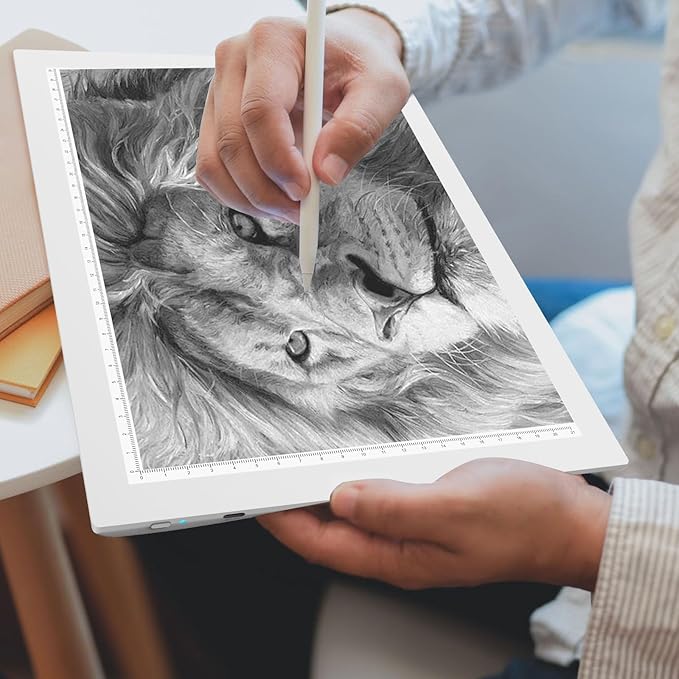 A4 Wireless Battery Powered Light Pad, TOHETO Tracing Light Box Dimmable Brightness Rechargeable LED Light Board Portable Cordless Copy Board for Artist Drawing Sketching X-ray Viewing (White)