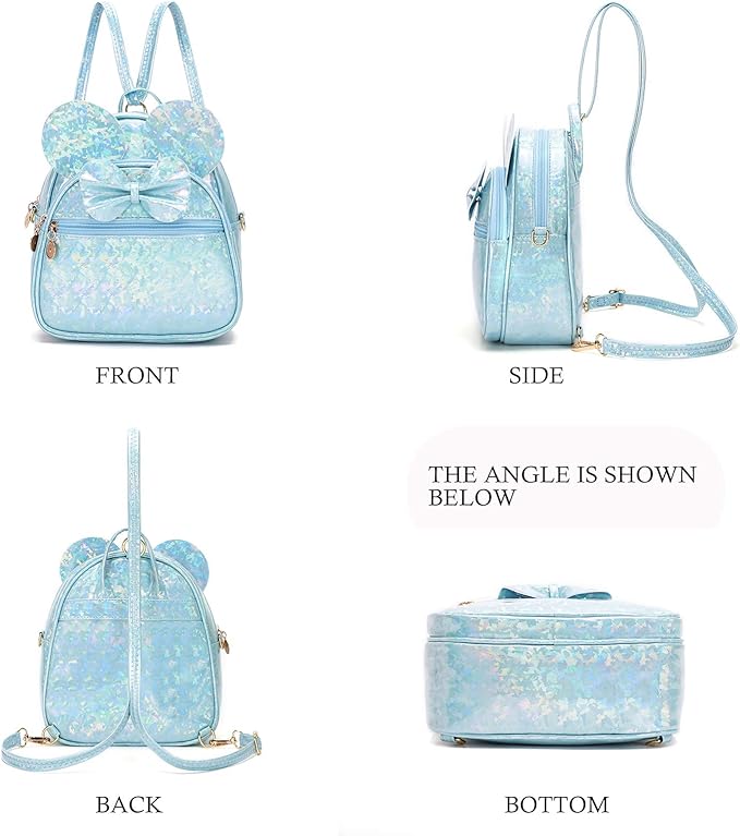 KL928 Girls Bowknot Polka Dot Cute Mini Backpack Small Daypacks Convertible Shoulder Bag Purse for Women