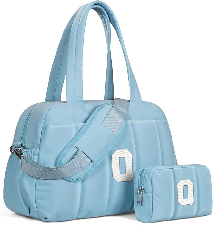 Duffle Bag, Weekender Bags for Girl，Birthday Gifts-Initial Overnight Bag with Wet Pocket，Lightweight Dance Bags Personalized Gymnastics bag with Makeup Pouch