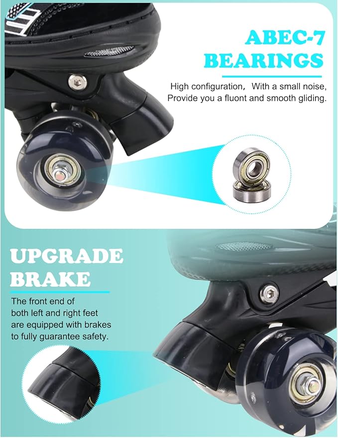 Sowume Adjustable Roller Skates for Girls and Women, All 8 Wheels of Girl's Skates Shine, Safe and Fun Illuminating for Kids