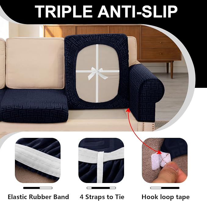UNBBRRL 10 Pieces Stretch Sofa Cushion Covers - Image 3